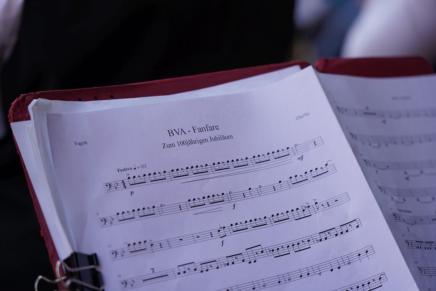 Detailaufnahme der Fagott-Noten der BVA-Fanfare von Christian Voß
