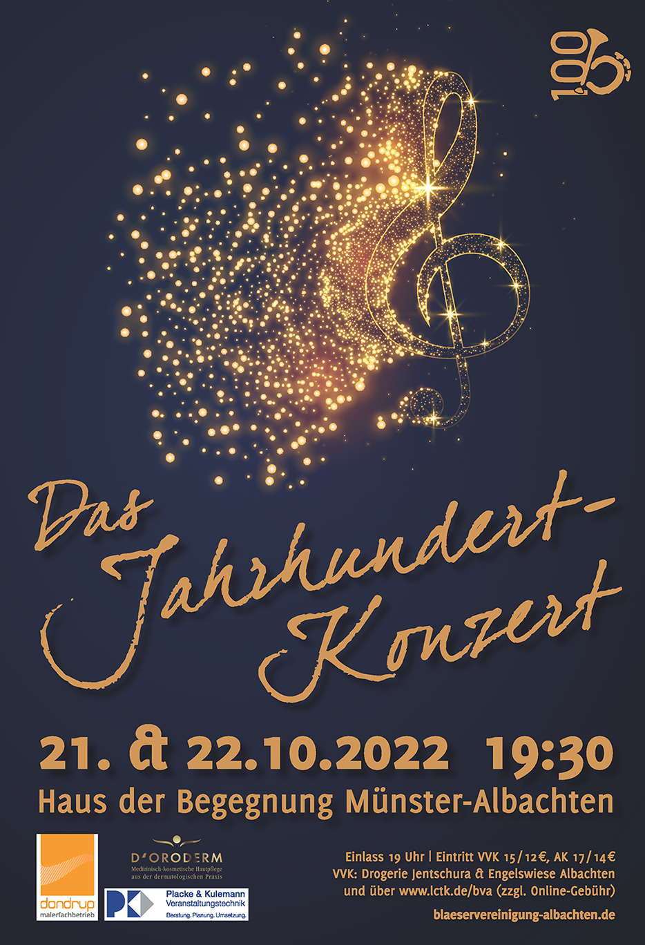 Plakat zum Jubiläumskonzert der Bläservereinigung