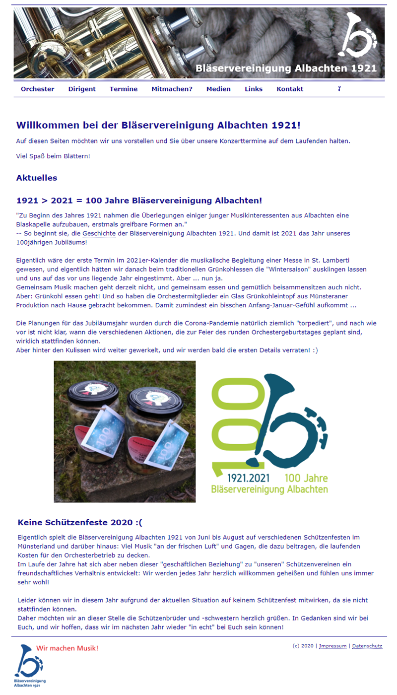 unsere Homepage bis Februar 2021